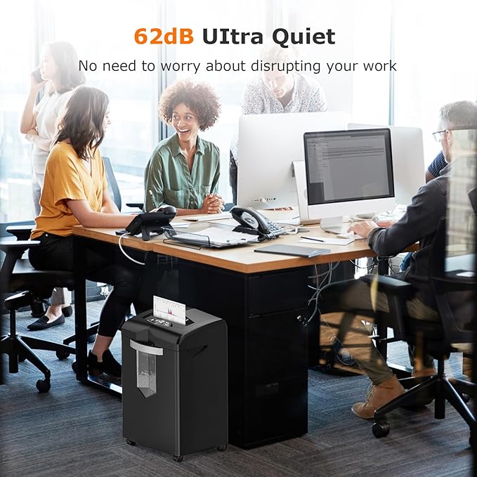 Bonsaii Heavy Duty Paper Shredder, 20 Sheet 40 Mins Large Office Crosscut Shredder for Commercial Use, Anti-Jam System & P-4 High Security Supports CD/Credit Cards/Staples, 7 Gal Pullout Bin C144-D