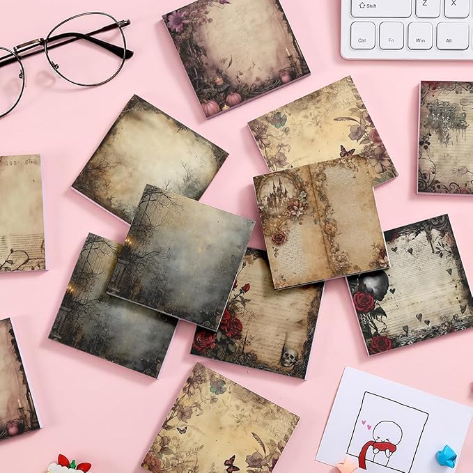 Post it Notes 3x3 Cute and Aesthetic Sticky Notes Planner Notepad - 450 Sheets - Desk Accessories for School, Office, and Home - Ideal Gifts for Teachers, Women, and Coworkers (Dark Rose)