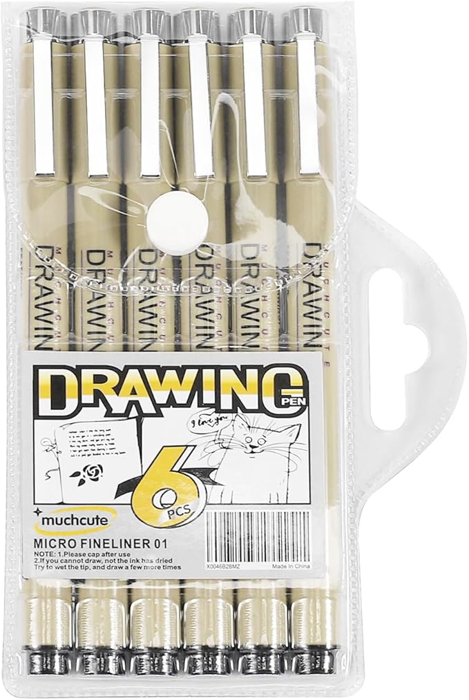 Muchcute Extra Fine Point Writing Pens:6 Black 0.25mm Ultra Thin Micron Pen 01 No Bleed Bible Journaling Study Supplies Annotation Smooth Waterproof Micro Line Tip Fineliner Gel Felt Ink Markers Stuff