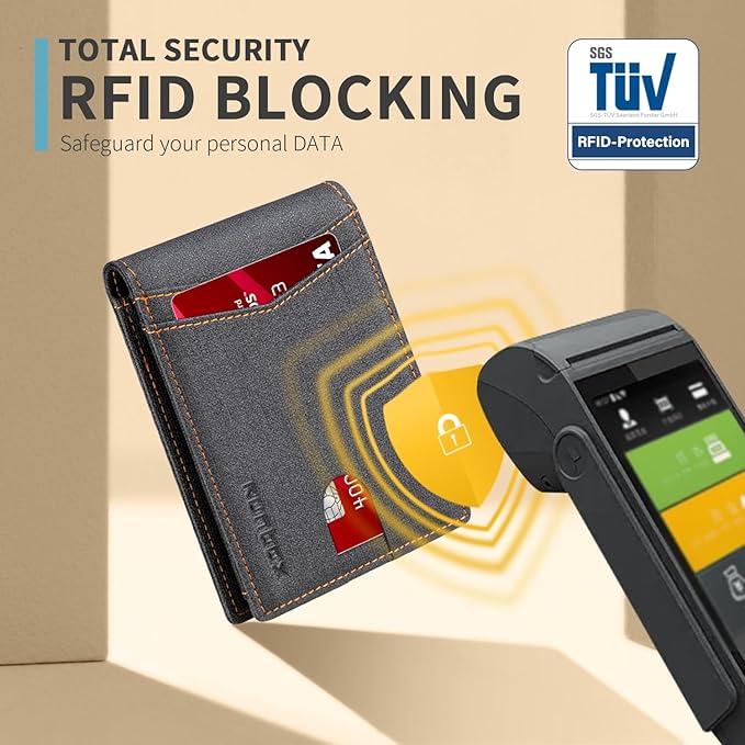 RUNBOX Wallet for Men Slim Rfid Leather 2 ID Window With Gift Box