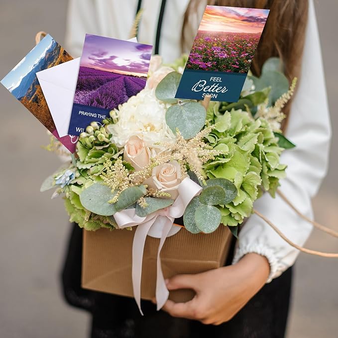 36 Sets Christian Get Well Soon Cards with Scripture Assorted Religious Bible Verse Wishing You Well Greeting Cards with Envelope(Nature Landscape)