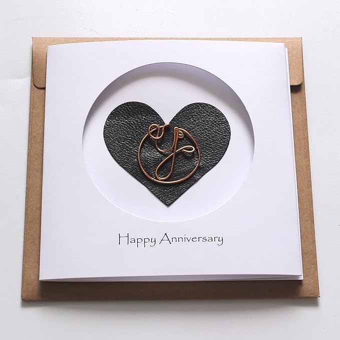 Personalized Initial Copper Card, Copper Initial, Anniversary Card for Her, Couple, Gift for Her (Y)