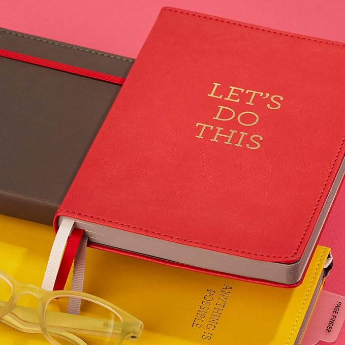 C.R. Gibson Red Leatherette "Let's Do This" Dot Grid Notebook Journal, 6" W x 8.5" L, 240 Pages