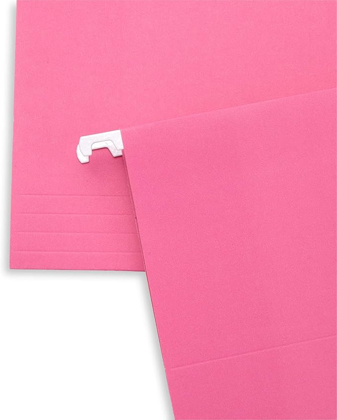 Blue Summit Supplies Hanging File Folders, 25 Reinforced Hang Folders, Designed for Home and Office Color Coded File Organization, Letter Size, Pink, 25 Pack