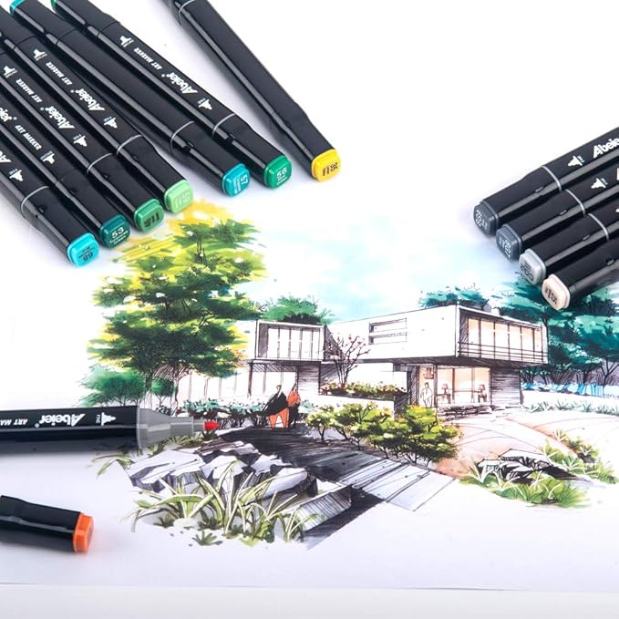 ABEIER 80 Colors Alcohol Based Markers, Dual Tip Drawing Markers Set, plus 1 Colorless Blender Pen, Permanent Sketch Animation Markers for Kids, Plumones, Adults Coloring and Artist Illustration