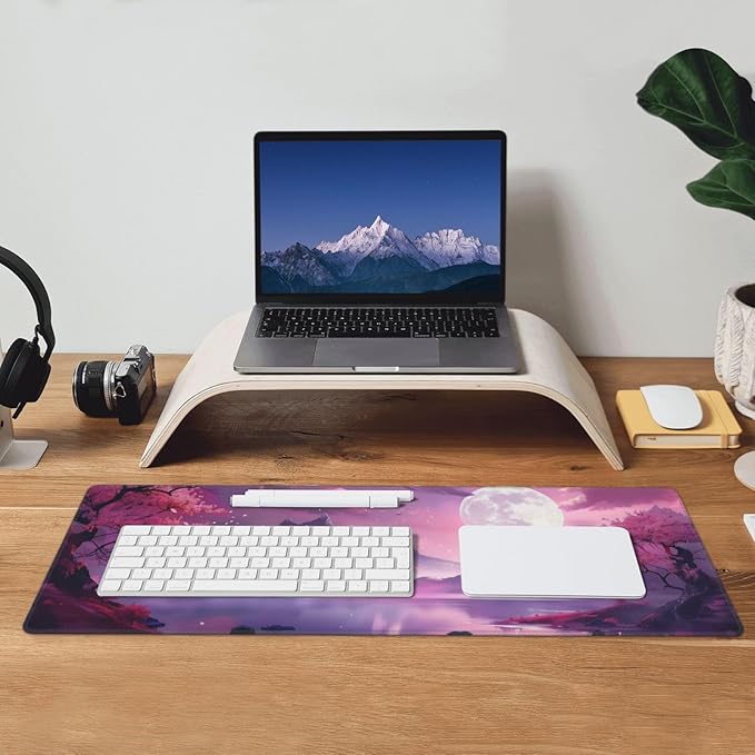Gaming Mouse Pad Desk Pad,Extended Big Mouse Pad,31.5x11.8 Inch Long Computer Keyboard Mouse Mat Mousepad with 3mm Non-Slip Base and Stitched Edge for Gaming and Office… (Pink Canyon)