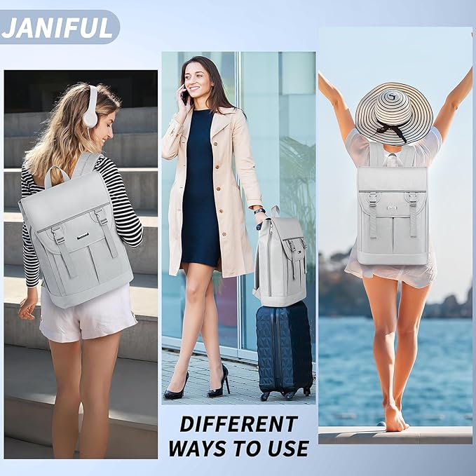 Laptop Backpack for Women, 15.6 Inch Expandable Wide Open Work Travel Backpack for Teacher Doctor, Airplane Approved College Bookbag,Anti Theft Water Resistant Daily Office Business Bag for Men