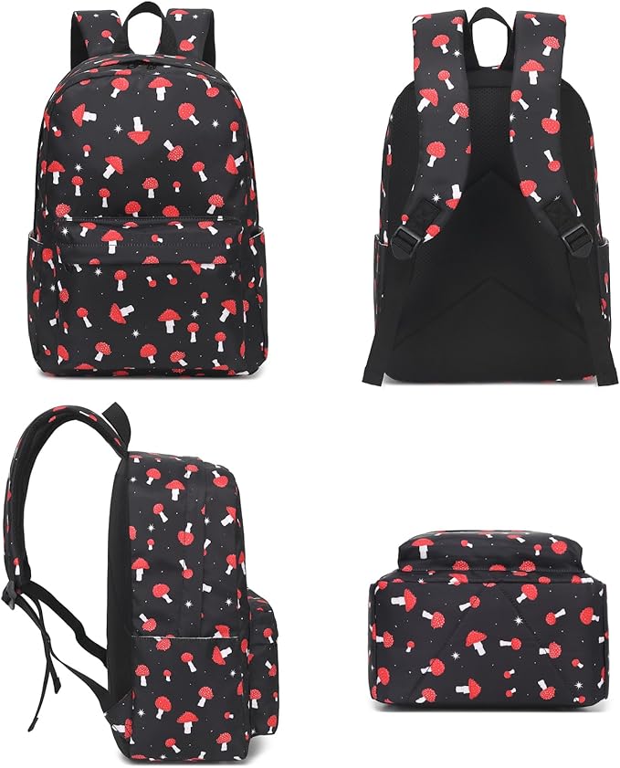 Mushroom School Backpack for Teens Girls, Womens College Bookbags Laptop Backpacks