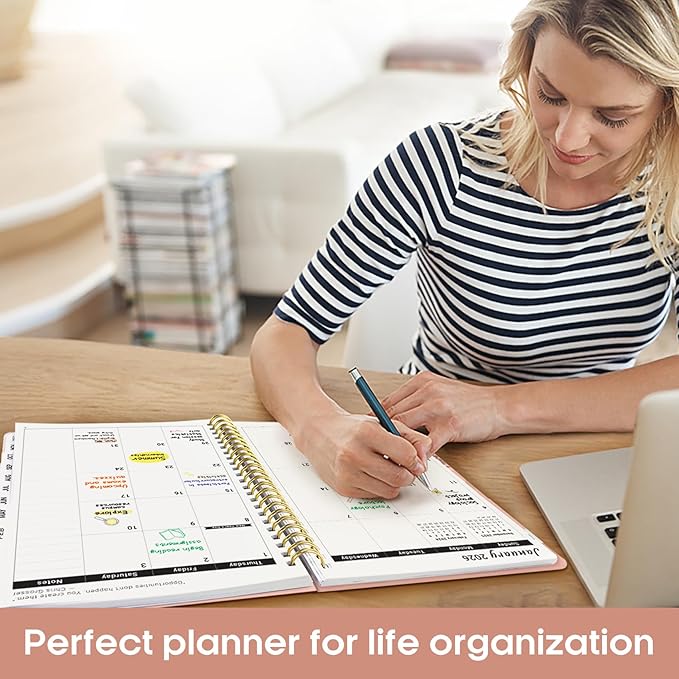 2026 Planner, Weekly and Monthly Calender Planner, Jan 2026 to Dec 2026, Hardcover 2026 Calendar Planner Book with Tabs & Inner Pocket, Office Home School Supplies for Women & Men - A4 (8.5" x 11"), Pink