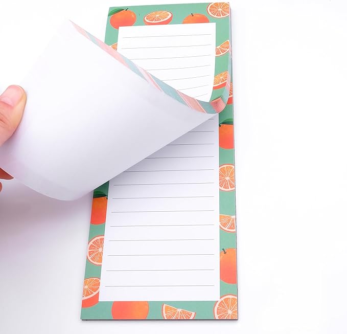 4 Large Magnetic Notepads – Shopping List, To-Do List, Reminders, Grocery List Pads -Strong Full Magnetic Back- Memo Pads with Realistic Fruit Designs | 60 Sheets per Pad 9 x 3.5 inch (4 Pack)