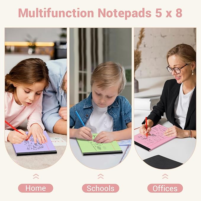 Legal Pads 5x8 Small Note Pads Colored Notepad, 9 Pack, Narrow Ruled Lined Paper, Micro Perforated Writing Pads Memo Pad, 30 Sheet/Note Pads, Notebook Paper Tablet for School, Colored Legal Pad 5x8''