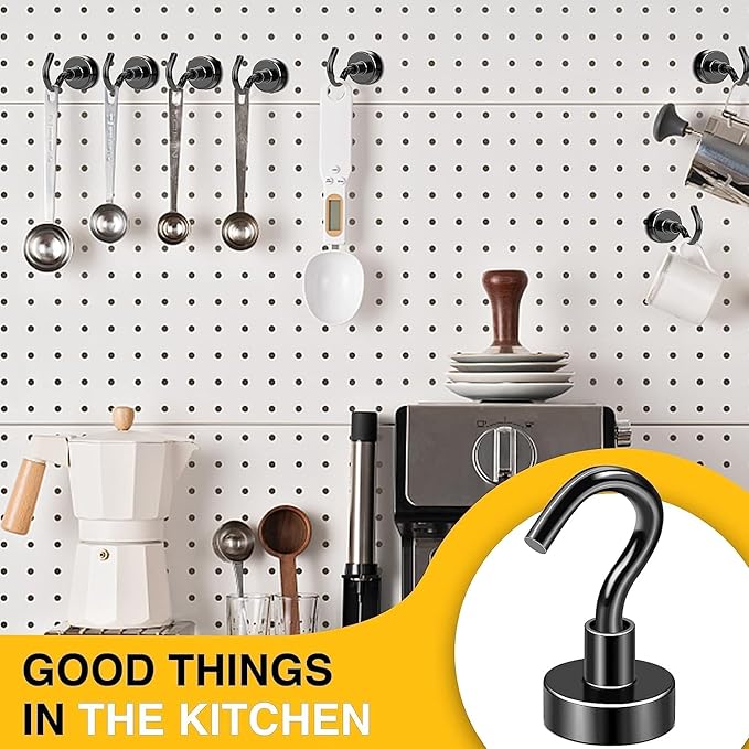 DIYMAG Magnetic Hooks, 30Lbs Strong Heavy Duty Cruise Magnet S-Hooks for Classroom, Fridge, Hanging, Cabins, Grill, Kitchen, Garage, Workplace and Office etc, (150 Pack-Black),Screw in Hooks