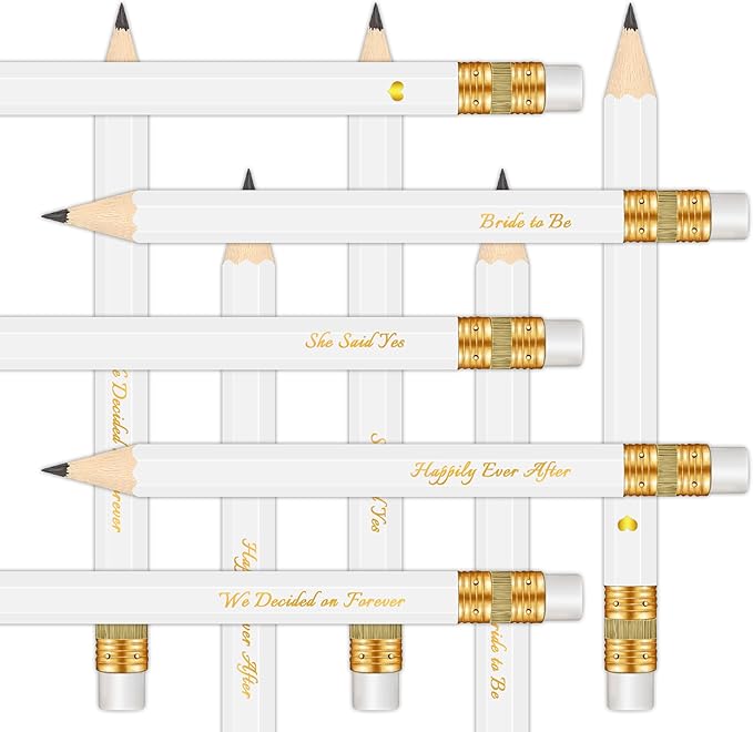 Pack of 50-4'' Bridal Shower Pencils, Pre-sharpened Half Pencils for Bridal Shower Party Games