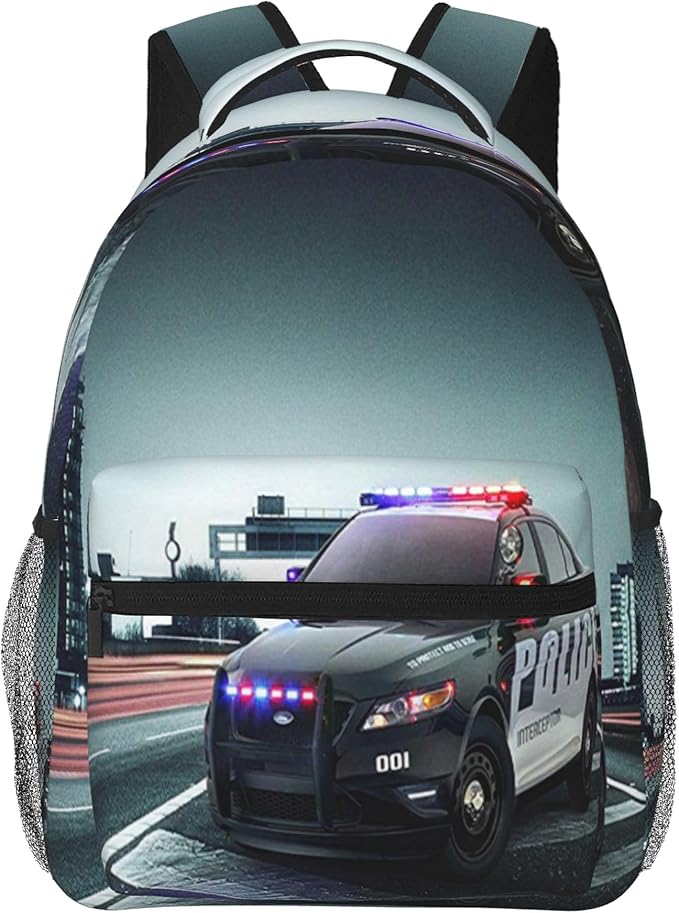 Police Backpack Travel Laptop Backpacks Police Car Ruckasck Book Bags School Bag for Boys Girls Kids Childrens Teenager Men Women