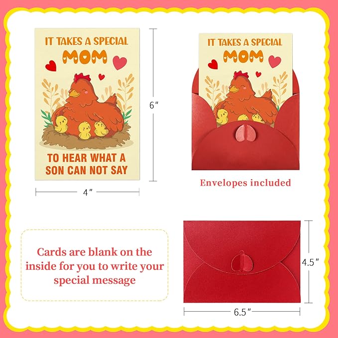 FaCraft Funny Mothers Day Card for Mom Thank You Gift Cards with Envelope, for Mother from Son Daughter Kids