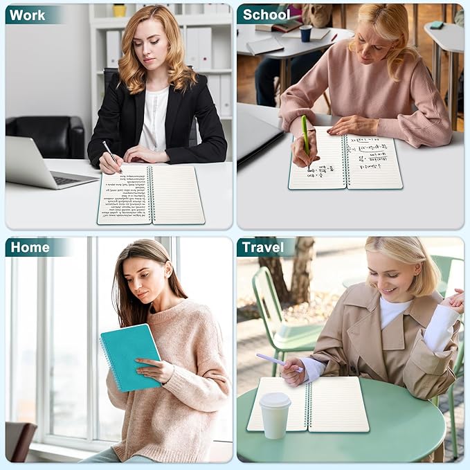 Turquoise Lined Spiral Journal Notebook with 160 Pages, 8×5.7in, A5 Spiral Notebook, Journaling Notebooks for Work, School, Women, Men, College Ruled Spiral Notebook, Hardcover Leather Journals