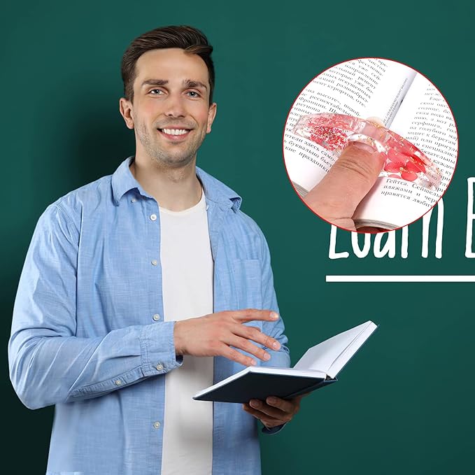 Prasacco 2 Pieces Book Page Holder, Dried Flower Resin Book Holders for Reading Thumb Ring Page Holder Flower Bookmark Reading Accessories for Readers Book Lovers Bookworm Bookmarks (3 PCS Style 2)