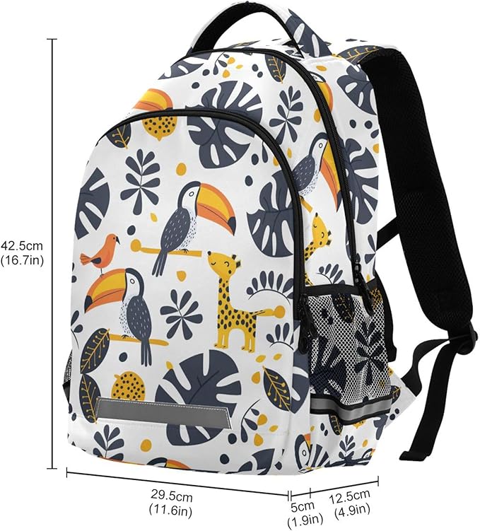 MNSRUU Laptop Backpack with Chest Strap, Toucans School Backpack, Travel Hiking Backpack for Boys Girls Teen Adult, Rucksack, Knapsack