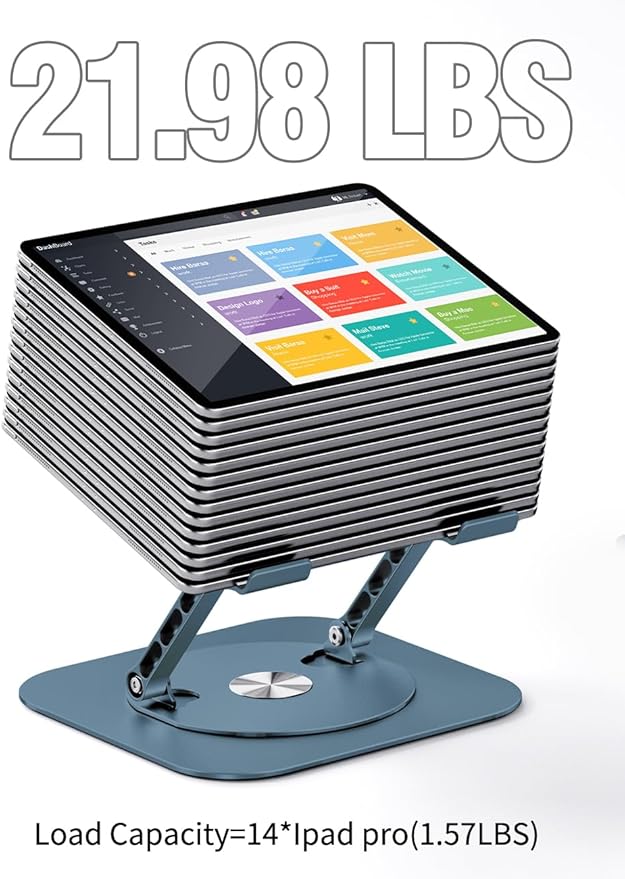 Adjustable Laptop Stand with 360 Rotating Base, Computer Stand for Laptop Ergonimic Foldable Laptop Riser for Desk Compatible with MacBook Pro/Air Notebook up to 16 Inches, Navy