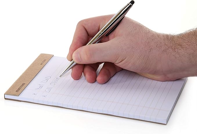 Mintra Office Recycled Writing Pads 6pk (White, Junior (5in x 8in)) - 50 Sheets per Notepad, Micro perforated, Legal Pad, Notebook Paper for School, College, Office, Business