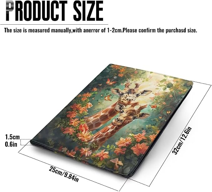 Office Folder Deer Butterfly Print PU Leather Padfolio with A4 Size Clipboard Clip for Business Resume Interview Document Sleeve Binder Folder for Men/Women