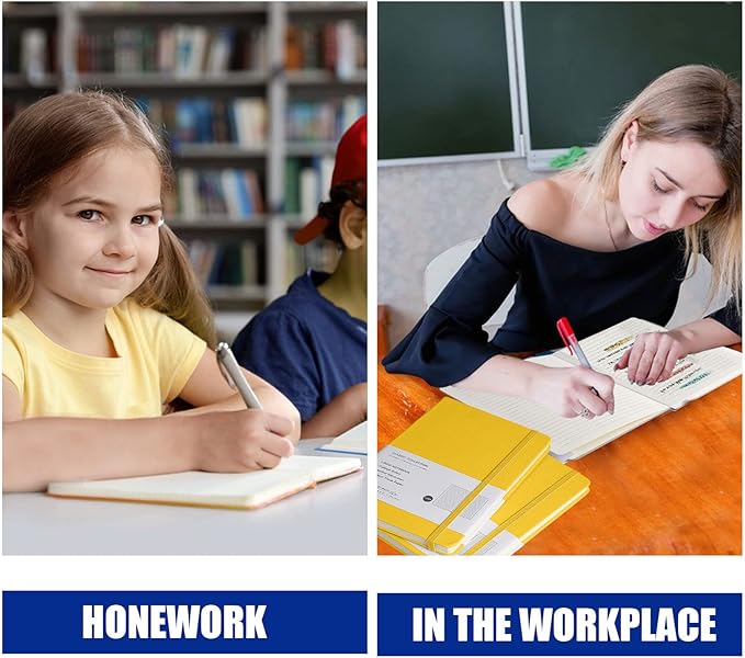 Lined Journal Notebook, (bright yellow), 160 Pages, Medium 5.7 inches x 8 inches - 100 gsm Thick Paper, Hardcover