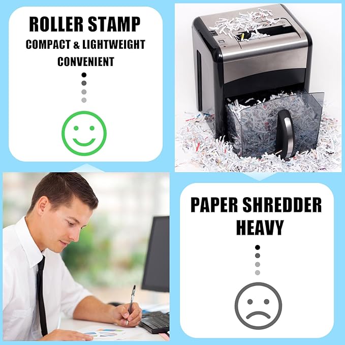 Nezyo 2 Pack Identity Protection Roller Stamp Identity Theft Stamp Confidential Roller Stamp Privacy Stamp Information Blocker Stamp and 4 Pack Refill Ink for ID Account Data Address Security(Blue)