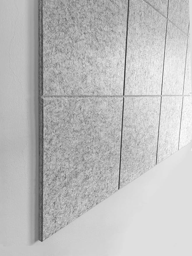 Large Cork Board Alternative - 12 Pack Felt Wall Tiles with Safe Removable Adhesive Tabs, Cork Boards for Walls Cork Board for Office Pin Board Tack Board Cork Board 48 x 36 - Silver Gray