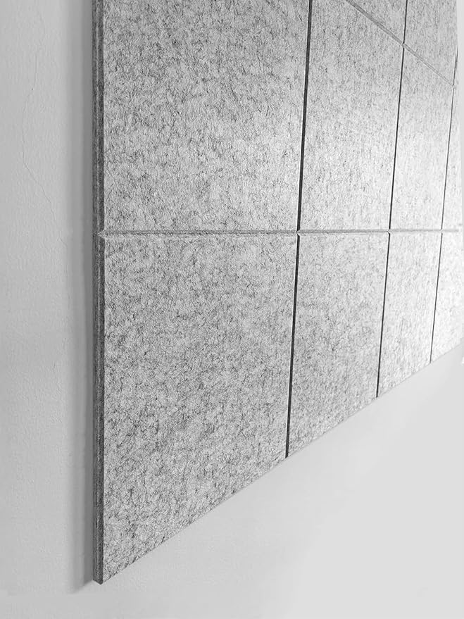 Large Cork Board Alternative - 12 Pack Felt Wall Tiles with Safe Removable Adhesive Tabs, Cork Boards for Walls Cork Board for Office Pin Board Tack Board Cork Board 48 x 36 - Silver Gray