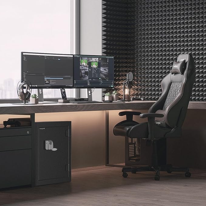 WASJOYE Fingerprint Biometric Safe Box Fireproof - Fingerprint Safe Box with Fireproof Lock Box, 2.5 Cubic Feet Fingerprint Safe for Home Office Hotel Jewelry Cash Documents Valuables Storage