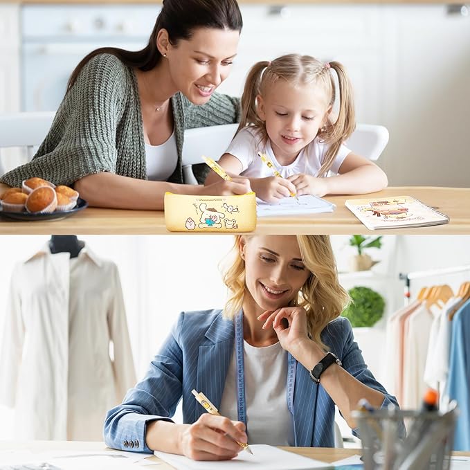 Cute School Supplies Anime Stationery Gift Set Includs Gel Pens, Journal Notebook, 50 Stickers, Pencil Case, Kawaii Stationery Set, Back to School Gift(Yellow)