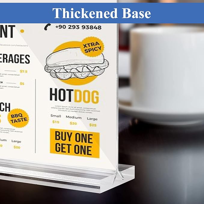 Arrobust Acrylic Sign Holder 8.5x11 Inches 6 Pack Horizontal, T -Shaped Double Sided Clear Paper Frames, PlasticTable Menu Display Holder, Document Flyer Table Stand for Office, Store, Restaurant