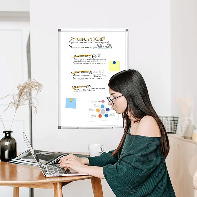 WALGLASS 2 Pack Large Whiteboard, 48" x 36" Double-Sided Large Dry Erase White Board for Wall, Hanging Whiteboard with Silver Aluminium Frame for Home, School, Office, Kitchen
