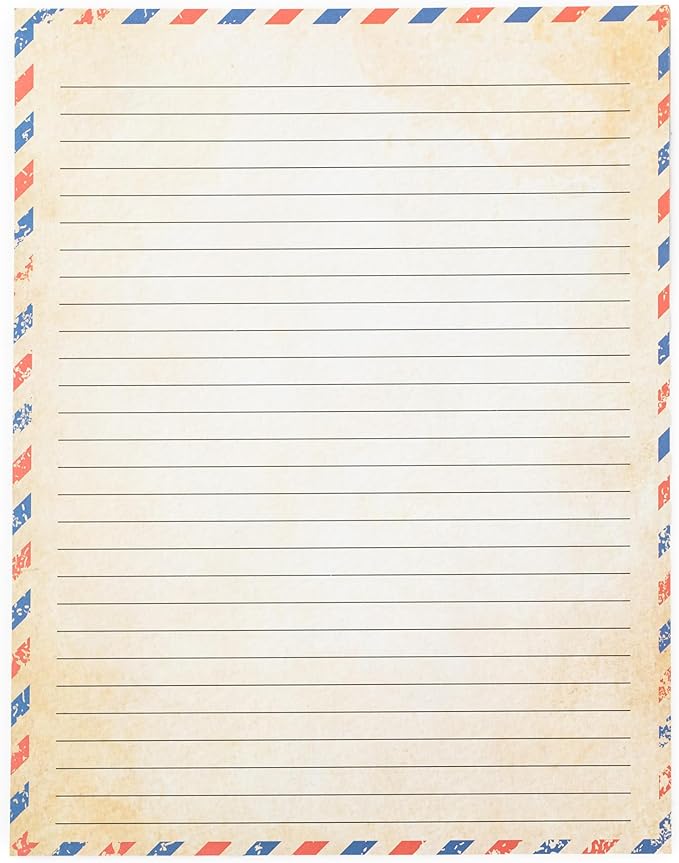 50 Pack Airmail Paper - Airmail Writing Paper - Blue Air mail Paper for Letter Writing, Invitations, Love Letters, Military Correspondence, Christmas letters, Vintage Letters - Size 8.5 x 11 inch