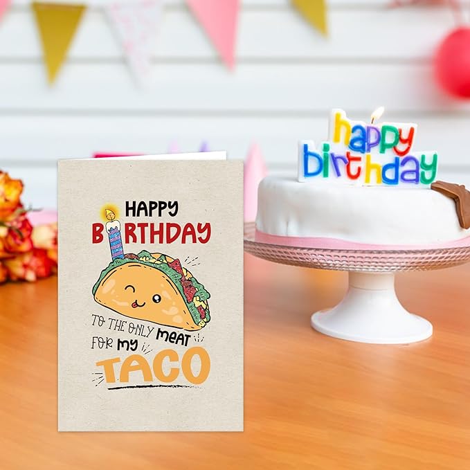 Cute Taco Birthday Card for Him Her,Funny Birthday Cards for Husband and Wife,Lovely Birthdays Anniversary Card Gifts - Only One for My Taco