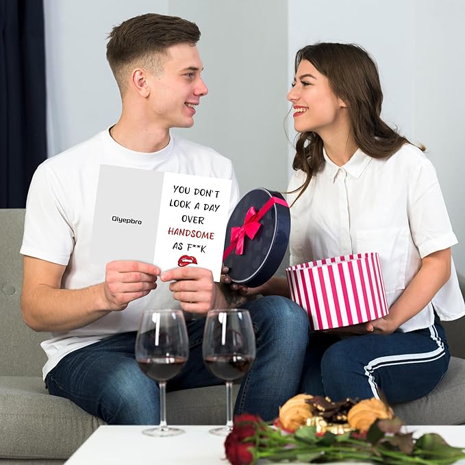 Funny Birthday Card for Boyfriend Husband Fiance, Happy Birthday Card for Men, Naughty Brithday Cards for Him, You Don't Look A Day Over Handsome...