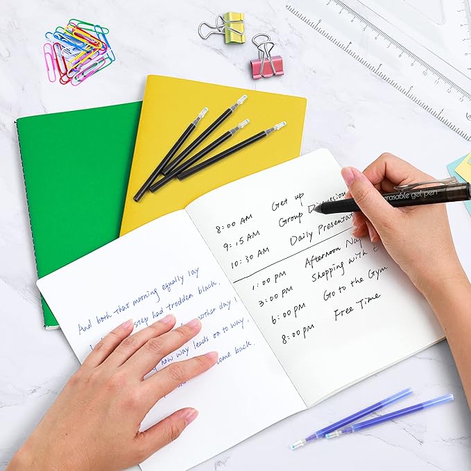 Vanstek 12 Pack 6 Blue 6 Black Erasable Gel Pen Refills, Gel Ink Refills Compatible with FriXion & Friction Erasable Pens, Fine Point 0.7 mm, Perfect for Writing Planner & Crossword Puzzles