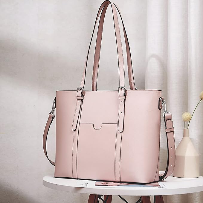 Telena Laptop Tote Bag for Women, 15.6 Inch Shoulder Tote Bag Leather Briefcase for Women, Large Capacity Handbag Bags