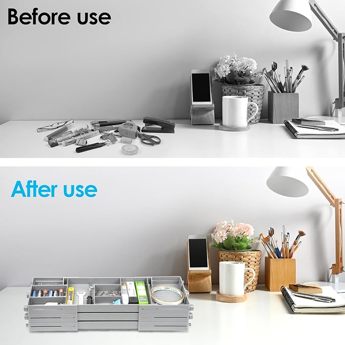 3 Tier Drawer Organizer, Multi Level Smart Drawer Organizer for Desk, Expandable Junk Organizer for Office, Makeup, Jewelry, Kitchen, Folding Storage Organizer for Home and Office Drawers