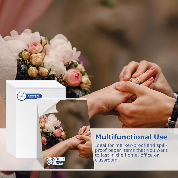 50 Sheets Self Seal Laminating Pouches 4x6 Self Adhesive Laminating Sheet No Heat No Laminating Machine Needed for Photos Index Cards