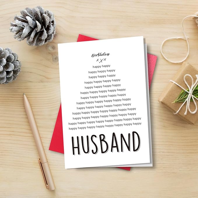 Happy Birthday Card for Husband Men, Romantic Heart Husband B-Day Card from Wife Woman, Special Birthday Gift