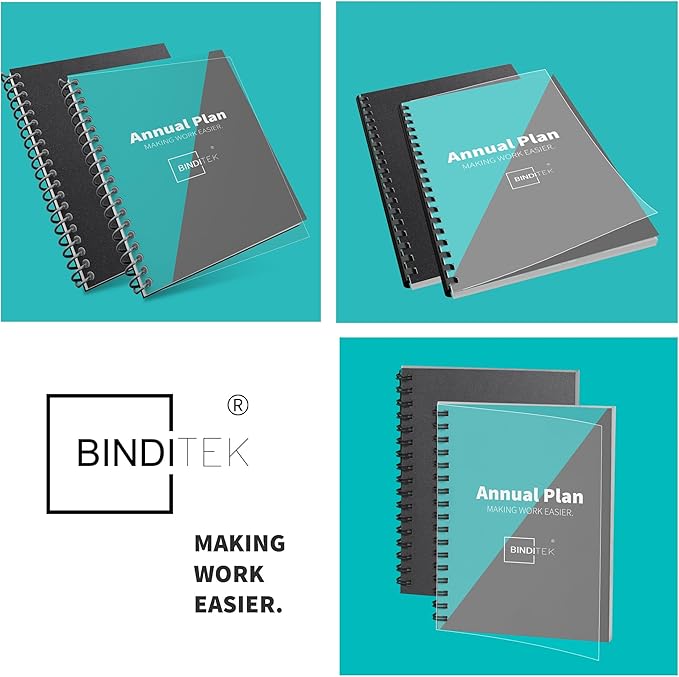 Binditek 200 Pack Binding Covers and Backs Set, 8.5 x 11 Inches, Including 100 Pcs 10 Mil Clear PVC Binding Covers, 100 Pcs 12 Mil Sand-Textured Polycovers, for Letter Size
