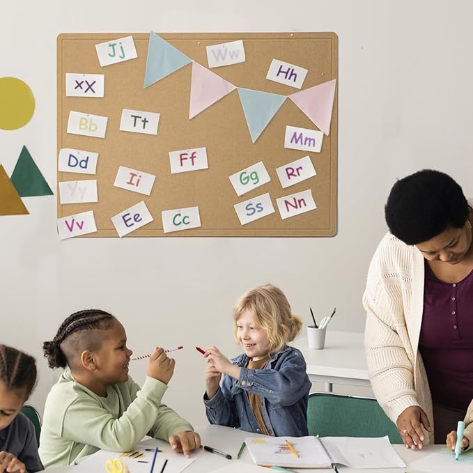 Large Bulletin Board - 48 x 36 Inches, Decorative Felt Pin Board for Wall - 4' x 3' Foldable Photo Display Board with Self-Adhesive Tape, Includes 20 Push Pins - Ginger Yellow