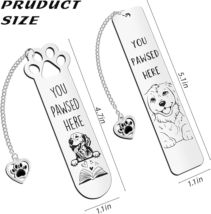 2Pcs Golden Retriever Gifts for Women Men Funny Bookmarks Bulk Golden Retriever Dog Bookmarks for Book Lovers Cute Metal Book Mark Birthday Gifts for Reader Coworker Friends Adults Dog Owner Lover
