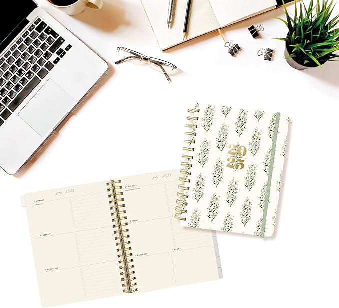 18 Month Hardbound Spiral Planner by Graphique, Jul. 2024 – Dec. 2025 Calendar, Weekly and Monthly Spreads, Page Tabs, Reminder Stickers, 6” x 8”