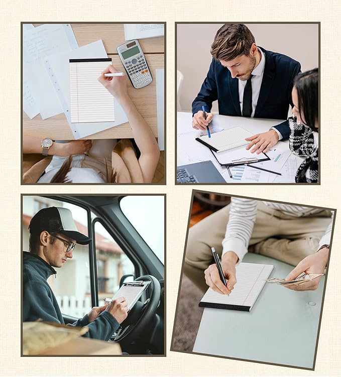 Note Pads 5x8 Small Legal Pads White Notepad, 6 Pack, Narrow Ruled Notepads, Micro Perforated Legal Writing Pads Memo Pad, 30 Sheet/Note Pad, Notebook Paper Tablet for School, Lined Legal Pad 5x8''