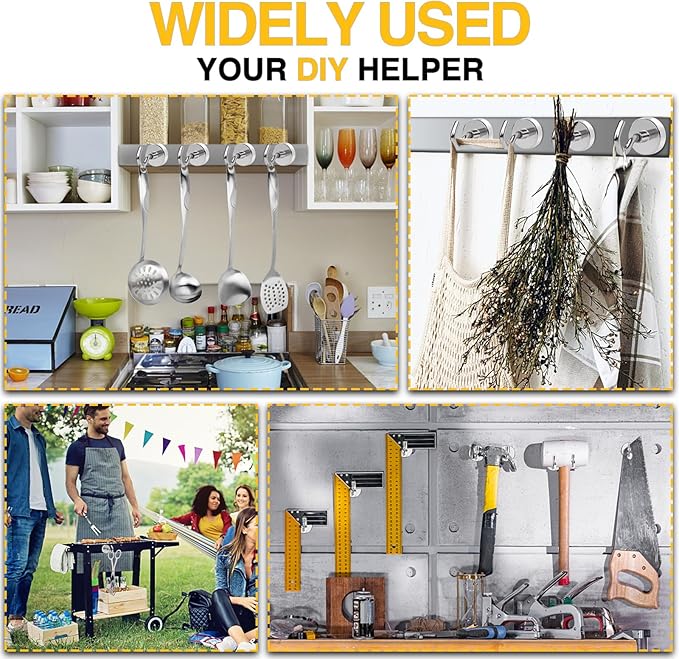 DIYMAG Magnetic Hooks, 118 LB Heavy Duty Strong Magnet with Hooks, Strong Rare Earth Neodymium Magnet Hooks for Hanging, Magnetic Hanger for Curtain, Home, Kitchen, Workplace, 20 Packs