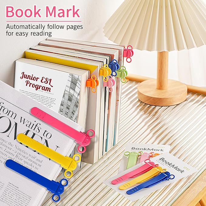 3pcs Page Bookmarks for Reading, Automatic Book Marks Tailored for Book Enthusiasts, Unique and Cute Book Page Holder Markers Clip Reading Accessories Gifts(Rose Yellow Blue)