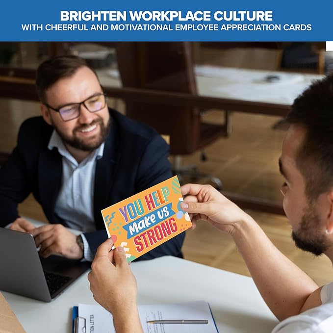 Decorably 24 Pack Gold-Foiled 6x4in Employee Appreciation Cards with Envelopes and Stickers, 8 Festive Designs Employee Thank You Cards, Blank Inside - Office Party