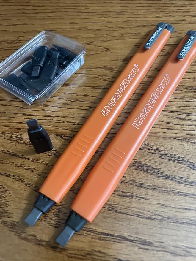 Swanson Tool Co CP216 AlwaysSharp Refillable Mechanical Carpenter Pencil, Two Pack, with 8 More Replacement Black Graphite Tips